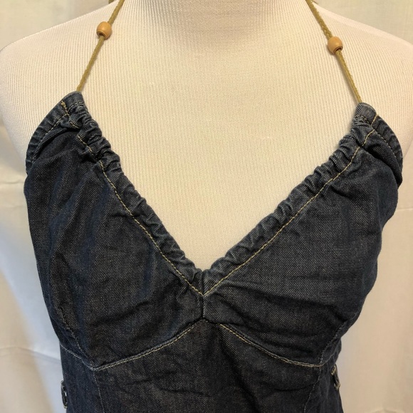Halter denim pencil mini dress retro Tommy jeans - Picture 2 of 5